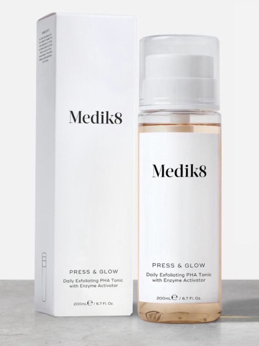 Medik8 Press & Glow Daily Exfoliating PHA Tonic with Enzyme Activator, 6.7 fl